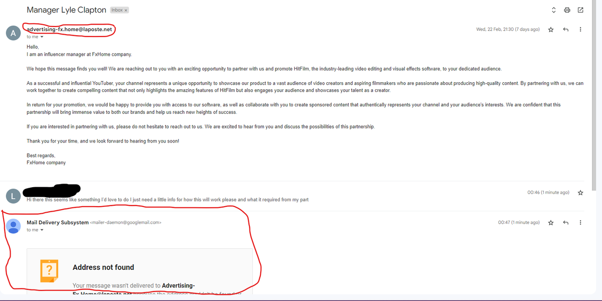 jonstillplays's tweet photo. @FXhome thought you guys might want to be aware of this email going around from a scam, the email address has been banned but they will make some more in no time might want to let your customers know https://t.co/YThJOuB788