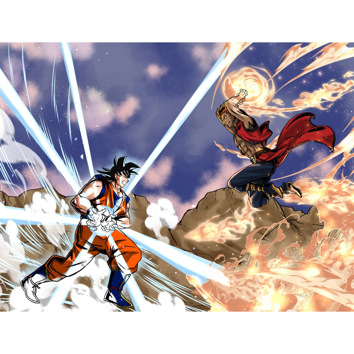E4comics's tweet photo. Fanart done of my favorite anime dbz and character goku fighting my character Pyro #e4comics #theelements #dbz #fanart https://t.co/oGIZ2i5VRi