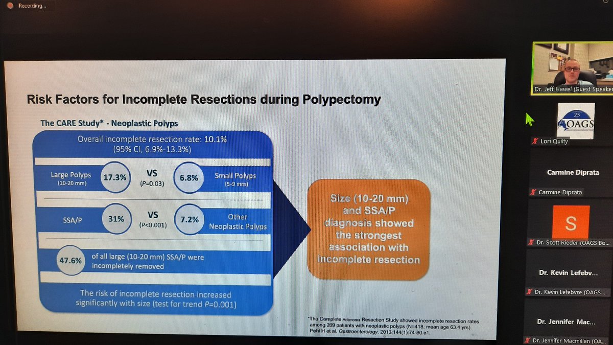 OAGS1's tweet image. Tonight's speaker Dr. Jeff Hawel's must haves for #polypectomy.  Great talk!  Thank you to everyone who participated and special thx to our sponsor #pendopharm @_Pharmascience_! #colonoscopy #generalsurgery #OAGS2022 @westernuSurgery