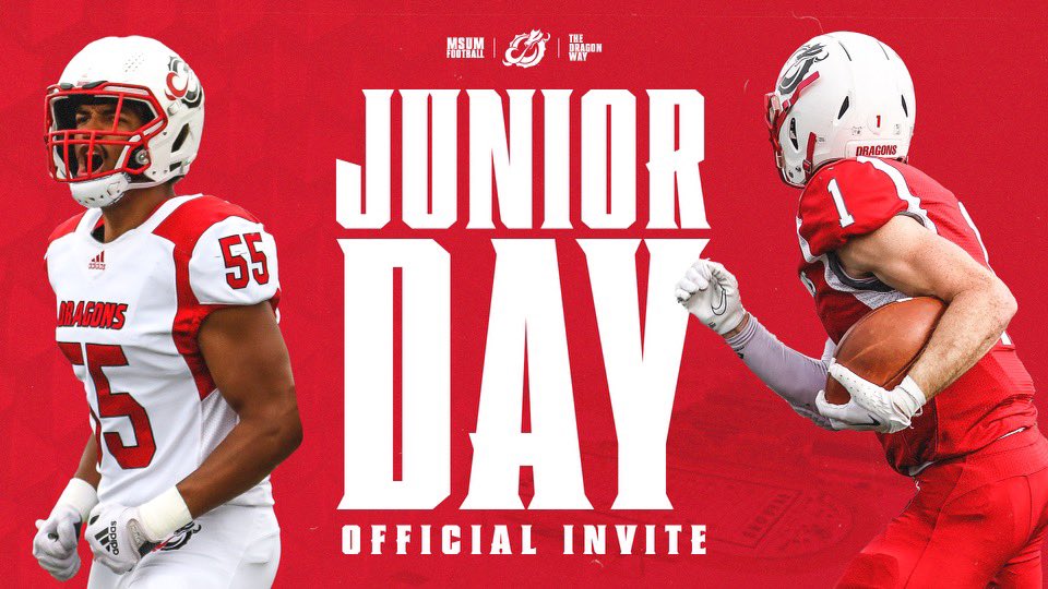 Thank you <a href="/msum_football/">MSUM Dragon Football</a> for the official invite to their junior day!
<a href="/TheCoachClem/">Coach Clem</a> <a href="/LegacySaberFB/">LHS Saber Football</a> @coach_needer <a href="/CoachLaqua/">Steve Laqua</a>