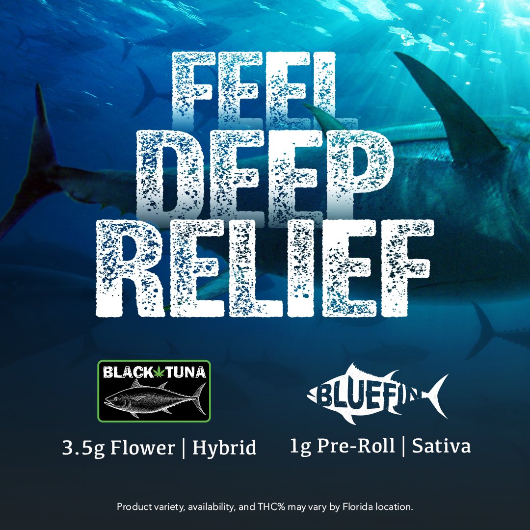 blacktunafl's tweet photo. Black is BACK!
Blue is, TOO!
Check out your local @Trulieve dispensary tomorrow before they go deep...and gone...
🐟🐟Glub, glub!🐟🐟
#BlackTuna #Bluefin #FeelDeepRelief https://t.co/44rQ1YtLPB