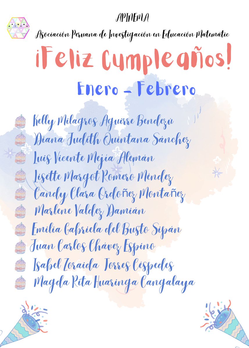 apinema's tweet photo. APINEMA desea muchas felicidades a los socios que han cumplido un año más de vida en los meses de enero y febrero, que cada día reciban todo lo bueno del universo y que se cumplan sus proyectos personales. https://t.co/qZ0Zfj6Vvn