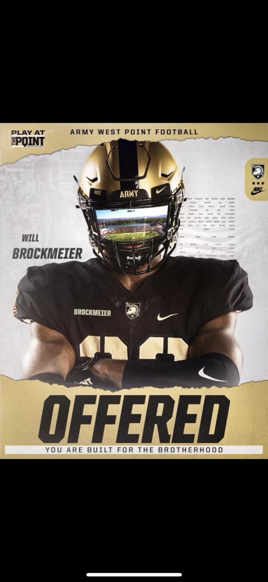 will.brock (@brockmeierwill) on Twitter photo After a great conversation with <a href="/CoachDDixon/">Daryl Dixon</a> I am blessed to announce that I have received my first D1 scholarship offer from <a href="/ArmyWP_Football/">Army Football</a>. Go knights! #longgrayline
<a href="/Coach_Hartz_2/">Steve Hartz</a> <a href="/jsmithGCHS/">Coach Smith_20</a> <a href="/CoachG58/">G</a> <a href="/CoachJeffMonken/">Jeff Monken</a> After a great conversation with <a href="/CoachDDixon/">Daryl Dixon</a> I am blessed to announce that I have received my first D1 scholarship offer from <a href="/ArmyWP_Football/">Army Football</a>. Go knights! #longgrayline
<a href="/Coach_Hartz_2/">Steve Hartz</a> <a href="/jsmithGCHS/">Coach Smith_20</a> <a href="/CoachG58/">G</a> <a href="/CoachJeffMonken/">Jeff Monken</a>