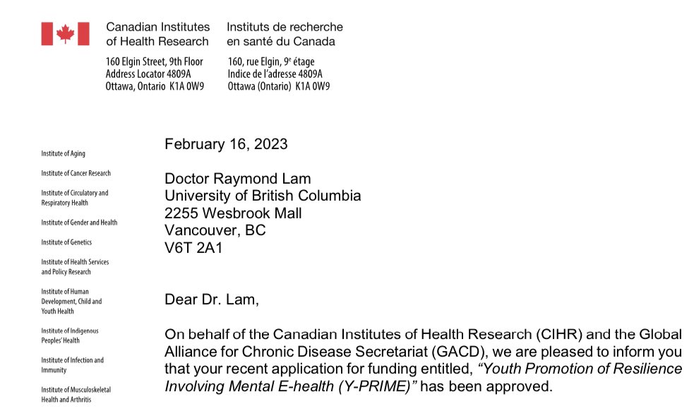 Awesome news of our team grant application; much of the work done by co-PI Dr Jill Murphy @jillkathleenm! Thanks to @CIHR_IRSC & @gacd_media for funding our 5-yr study on a mobile app for mental health & well-being for youth in Vietnam! @APEC_MHHub @CANBIND @UBC_Psychiatry