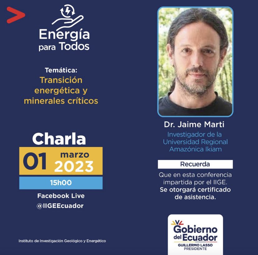 B2RIkiam's tweet photo. Cordialmente invitados a esta charla del @IIGE_Ec a cargo del prof. Jaime Marti @probandox2, miembro destacado del @B2RIkiam 

@u_ikiam https://t.co/yEgzNy3Jq7
