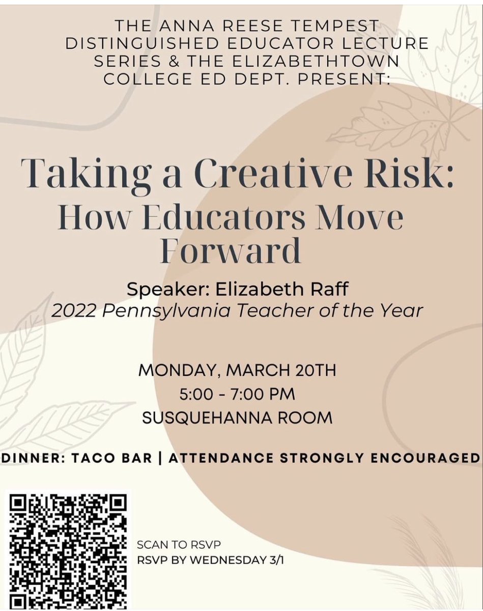 Attention current ED majors! Please sign up to attend this year’s Tempest event! <a href="/elizabeth_raff/">Elizabeth Raff</a> will leave you on the edge of your seats! <a href="/EDDeptEtown/">Elizabethtown College Education Department</a>