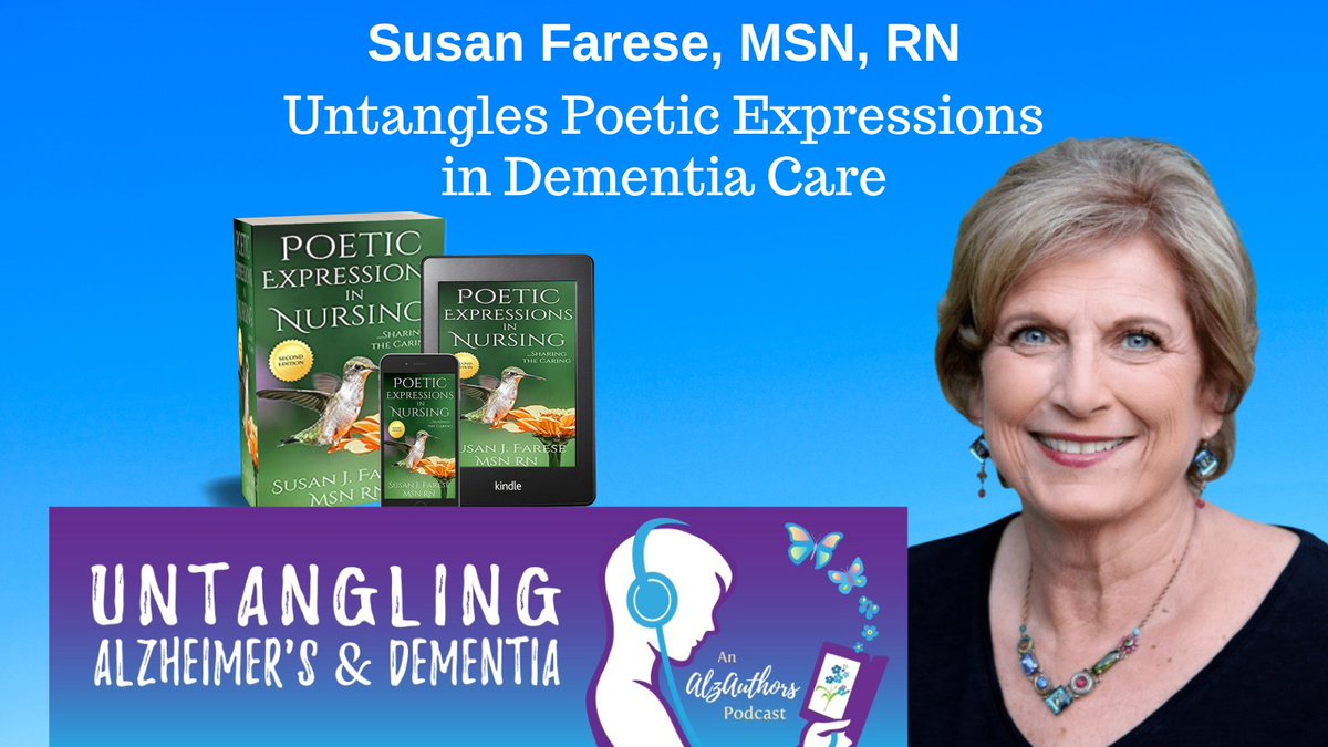 In this podcast with Susan Farese, MSN, RN we discuss how a chance scene in a movie inspired her to start writing poetry, and the value of poetry as expression for nurses and caregivers. 
alzauthors.com/2023/02/28/pod…
#alzheimers
#dementia