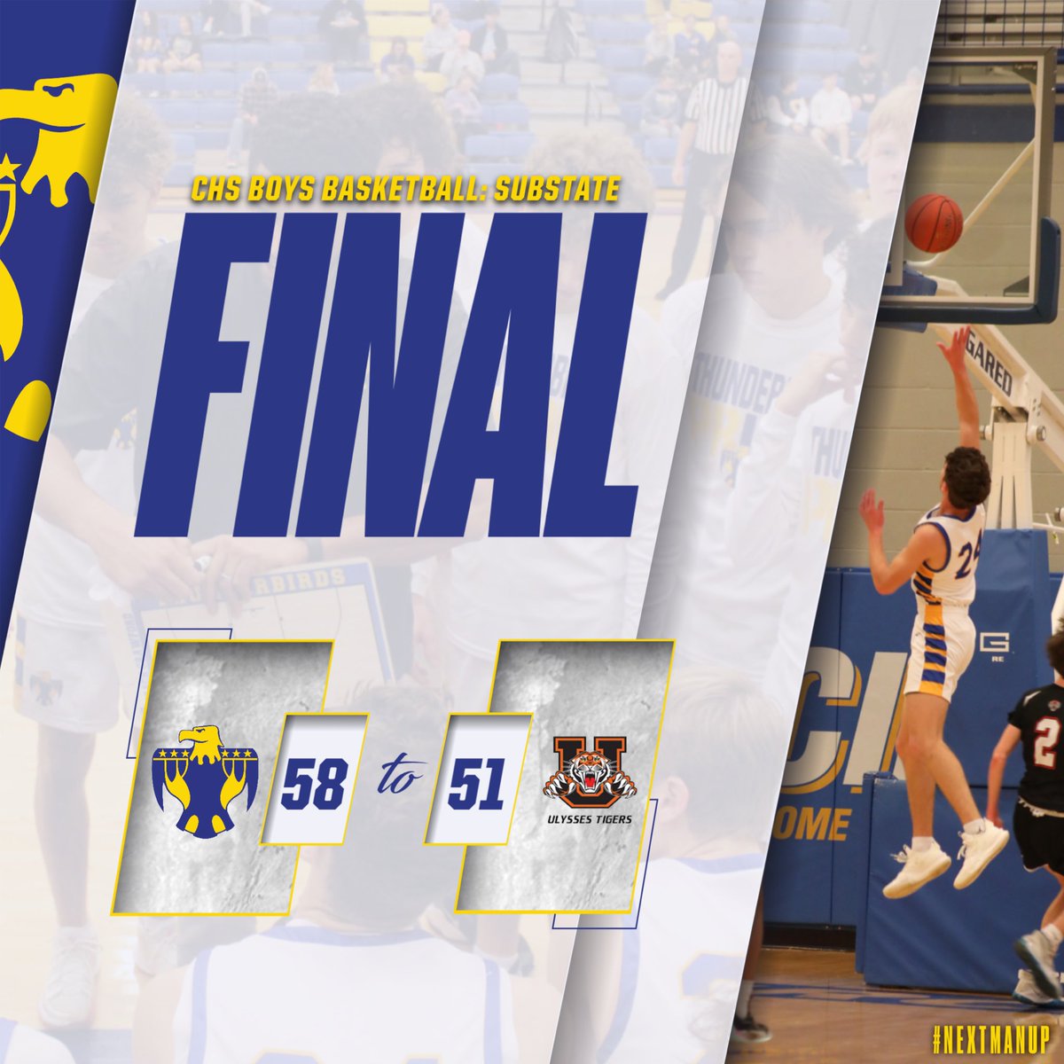 NEXT MAN UP! Tonight the boys pulled through with a a other win! Next game is Friday night at home! #rollbirds #NextManUp