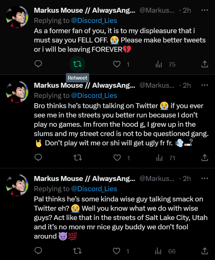 Riqthepick's tweet photo. @MarkusWoat @Discord_Lies Shut yo bumb ass up,💀 https://t.co/JKD2GtF35F