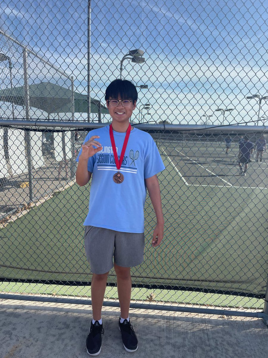 We brought home the hardware today from Burleson!  
Danny - 1st place!!
Emmy - 2nd place!!
Tracy &amp; Hailey - 2nd place!
Thao &amp; Joseph - 3rd Place!
Pics below:
Great job Cougs!! 🎾