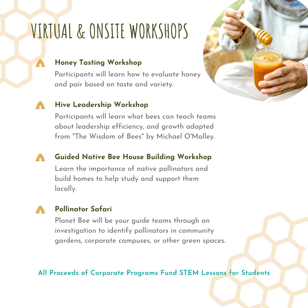 There is nothing some team-building opportunities that make a social impact.  We offer a mix of onsite and virtual workshops to meet the needs of your team. 

Learn more planetbee.org/corporate-team…

#teambuilding #corporateopportunities #nonprofit #education beethechange