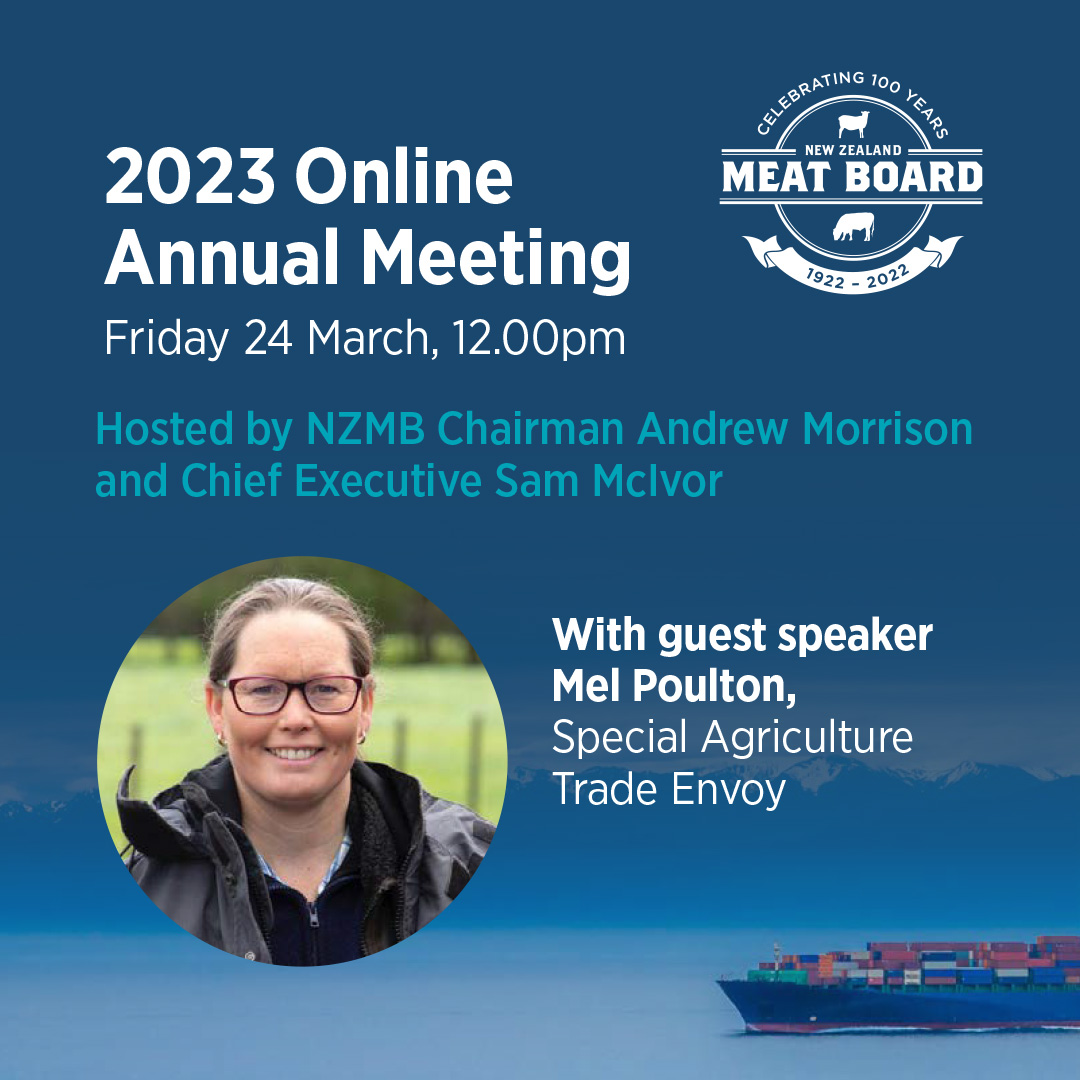NZ’s Special Agriculture Trade Envoy Mel Poulton, a third-generation Tararua farmer and Nuffield Scholar, will bring a farmer’s lens to the global sphere and how NZ can position its red meat products in the future.

Register now:  nzmeatboard.org/annual-meeting…