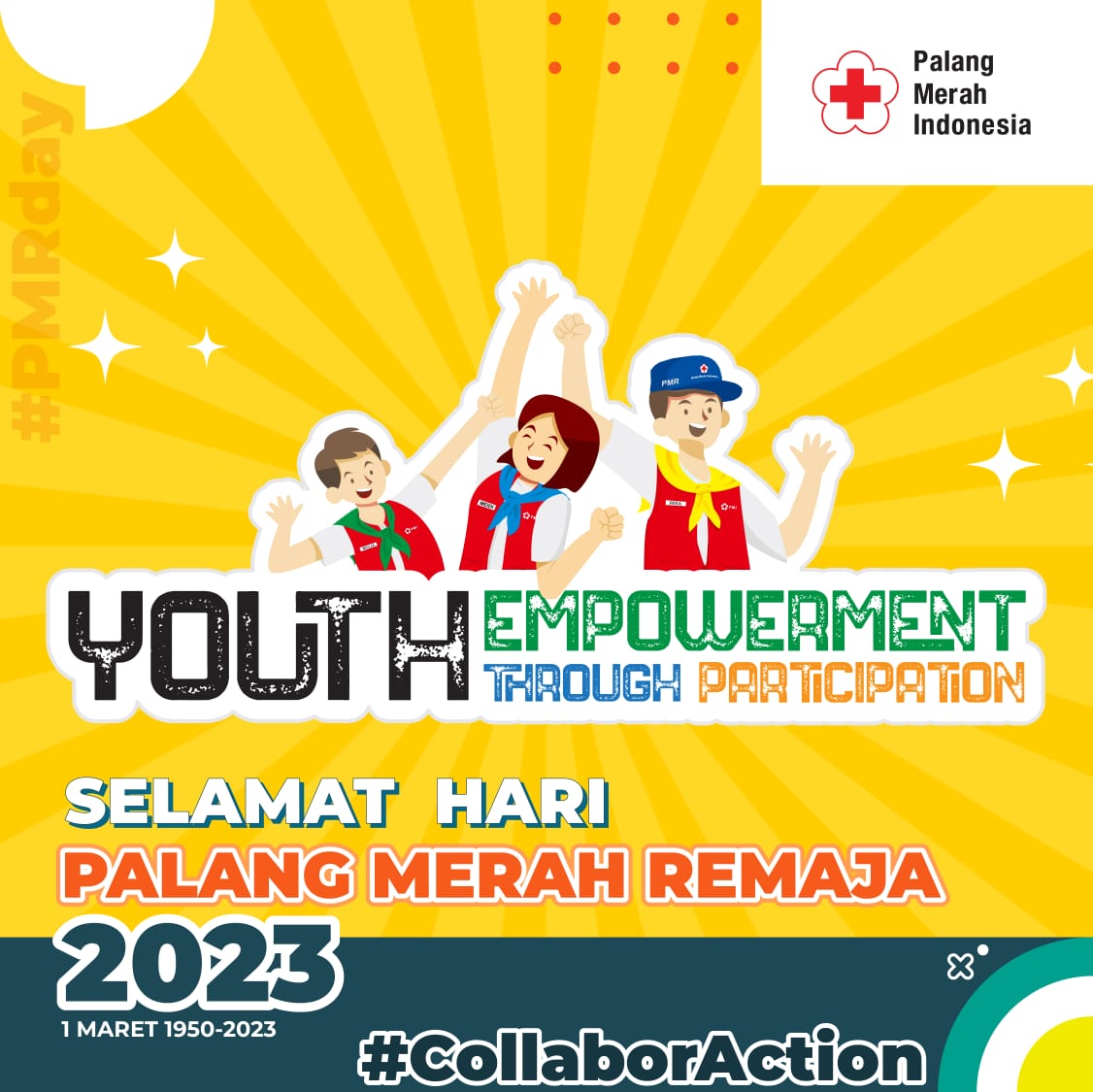 Selamat Hari Palang Merah Remaja 1950-2023

Hari PMR tahun ini mengusung tema Youth Empowerment Through Participation / Pemberdayaan Orang Muda Melalui Keterlibatan. 

Mari lakukan aksi kolaborasi sehingga orang muda dapat bersama melakukan aksi kemanusiaan bersama lintas sektor