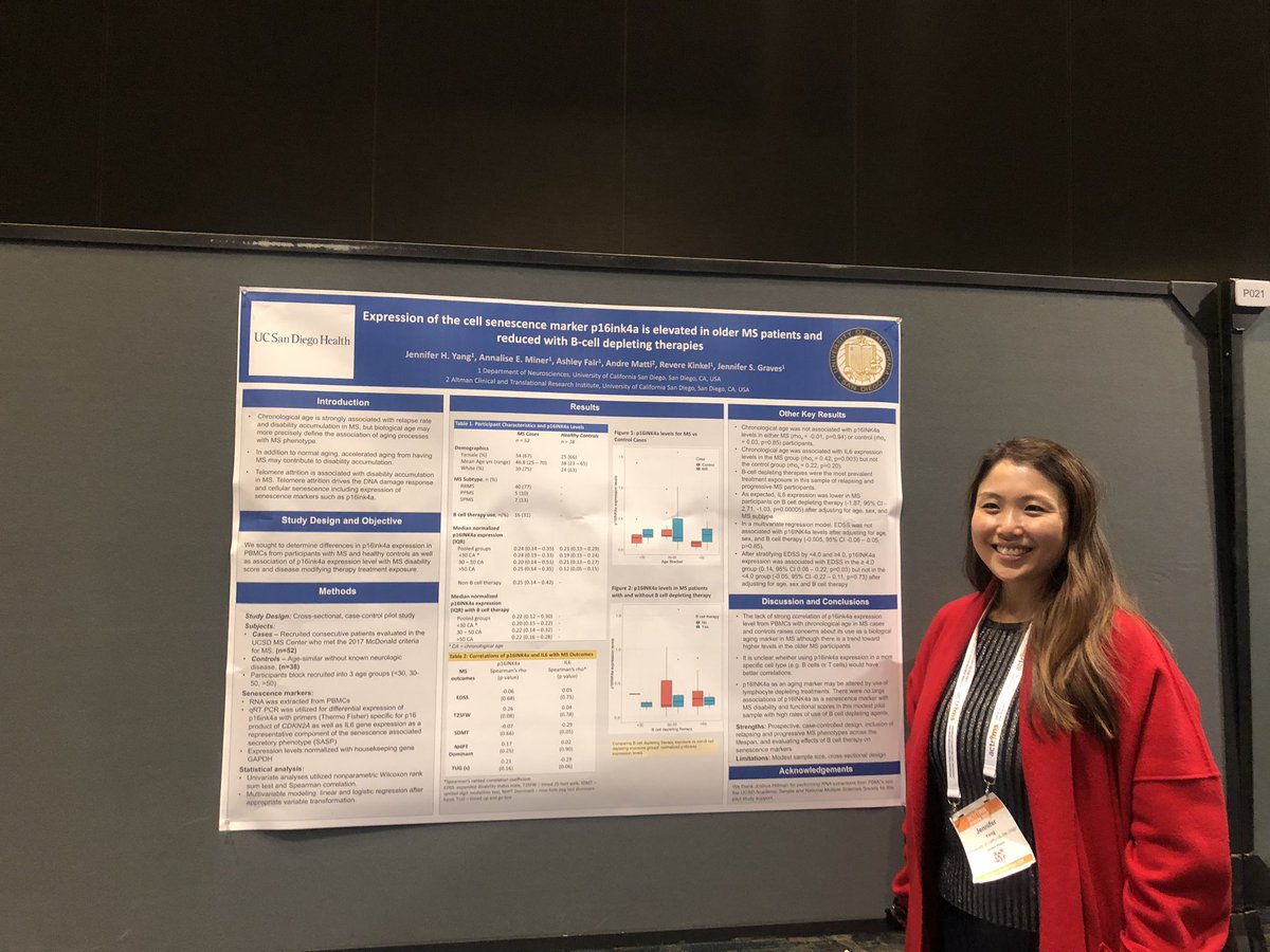 Congrats 🎉to our MS Clinical Fellow, Dr. Jennifer Yang and Medical Intern, Emilie Liu for their poster presentations at <a href="/ACTRIMS/">ACTRIMS®</a>! Emilie presented her poster on the safety and efficacy of Evushield in MS and Dr. Yang presented on p16 expression in MS! #ms #WomenInScience 🧠🧪
