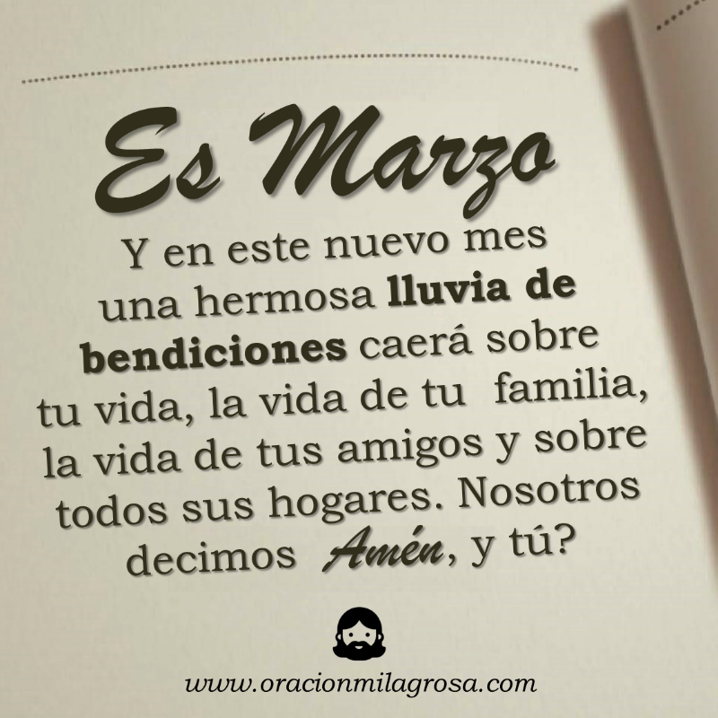 oracion_milagro's tweet photo. AMADO DIOS, hoy inicia el mes de marzo y desde ahora quiero poner en tus manos todos mis anhelos y mis actividades. Por favor guíame y acompáñame durante cada uno de los 31 días de este nuevo mes.

Continúa esta oración en: https://t.co/5u5eWh2SD7