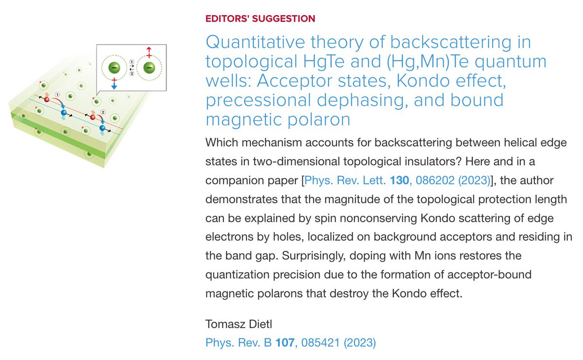 PhysRevB's tweet photo. PRB Editors' Suggestion: Quantitative theory of #backscattering in #topological #HgTe and (Hg,Mn)Te #quantum_wells
Tomasz Dietl
Phys. Rev. B 107, 085421
➡️ https://t.co/SnWrBvVFWS
#physics #condmat #EdSugg @APSPhysics https://t.co/vfkILOL4jG