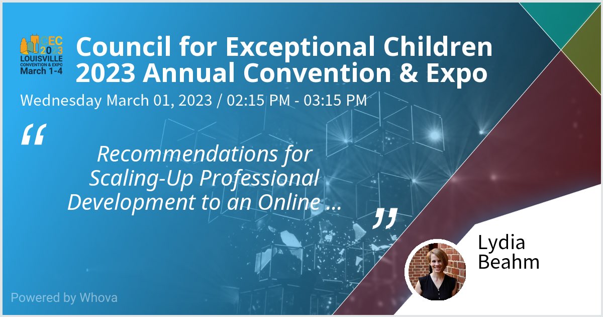 I am speaking at Council for Exceptional Children 2023 Annual Convention &amp; Expo. Please check out my talk if you're attending the event! #CEC2023 - via #Whova event app