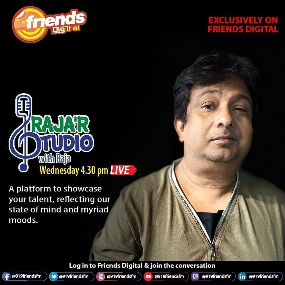919FriendsFm's tweet photo. It’s a creative Wednesday guys with Raja on a Live Podcast #RajarStudio a

platform to showcase your talent, reflecting our state of mind and myriad moods, sharp at 4.30PM

#jointheconversation on the FB page of 91.9 Friends FM !!! #friendsdigital #919friendsfm #kolkata #india https://t.co/VSwPXnrQfJ