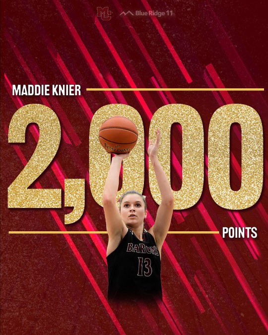Manheim Central’s Maddie Knier becomes just the 8th player in L-L League Girls History to reach the 2,000 point career mark! Congrats to Maddie on an INCREDIBLE Career achievement and on cementing her place in Baron & L-L History!
@MCLadyBaronsBB @BaronSports717 @maddieknier