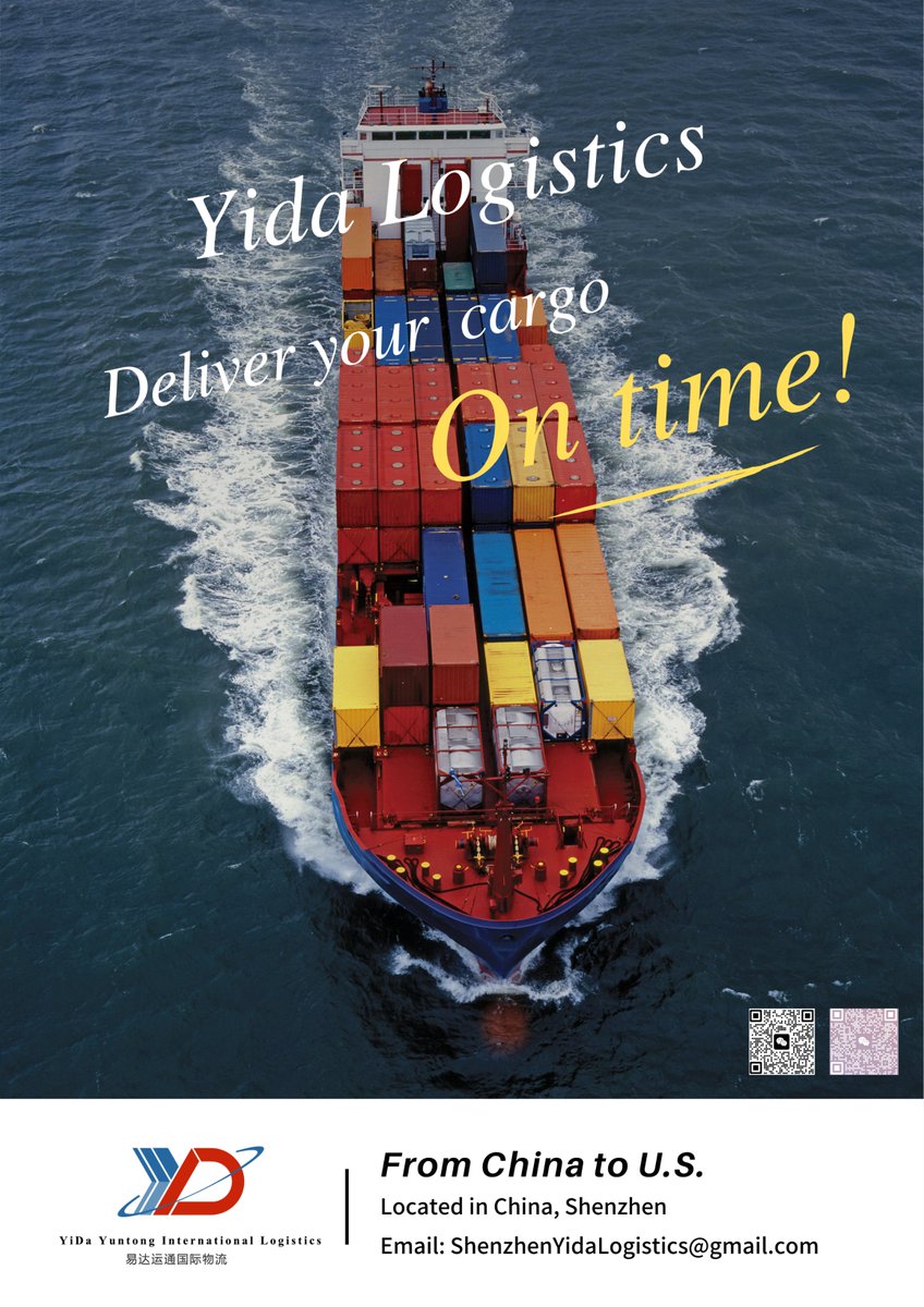 LogisticsYida's tweet photo. Need Shipping from China to US？
Come &amp; contact us!
We provide Air/Ship shipping service
Multiply lines for you to choose
DDP included
Email: shenzhenyidalogistics@gmail.com
Wechat:+86 18819001974
#logistics #freight #amazon #ebay #ecommerce #international https://t.co/MZL3UqxvW3