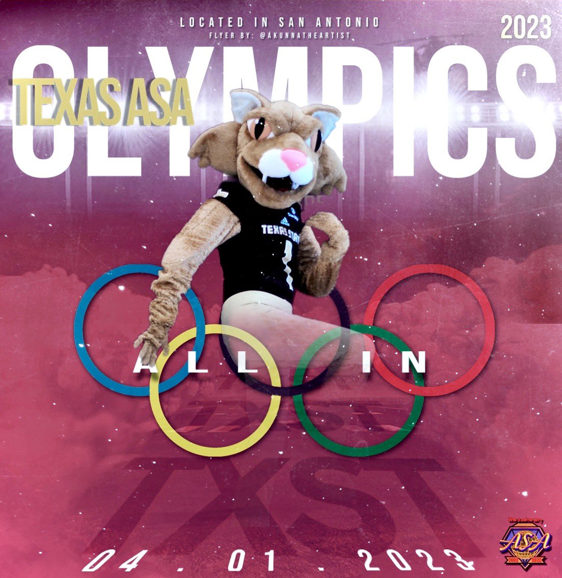 TXST is ALL IN for #ASAOLYMPICS 🏆

4.1.23📆

San Antonio, Texas📍

#EatEmUp