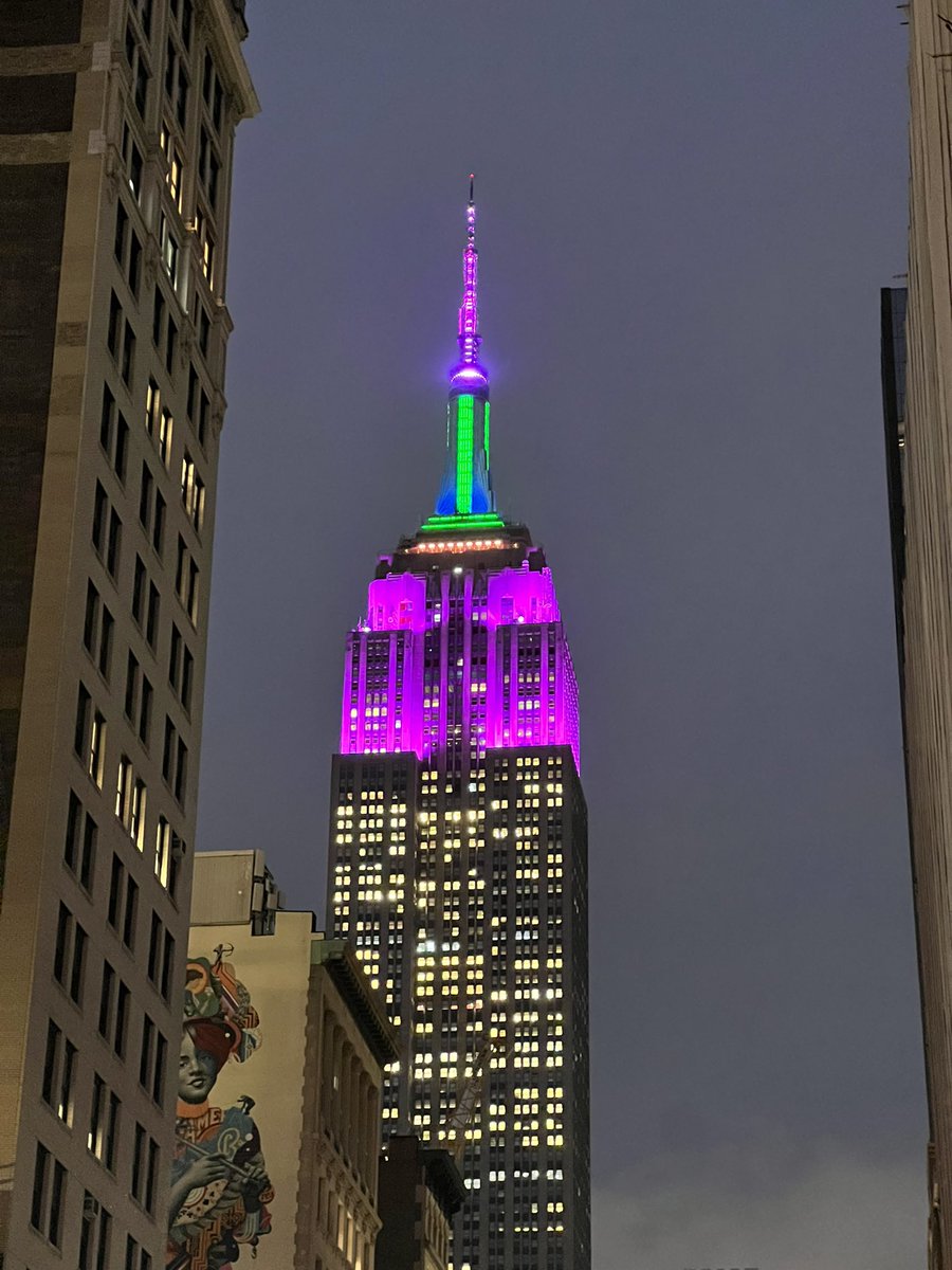 We’re closing out #RareDiseaseDay2023 from JMF HQ in NYC with a photo of the iconic Empire State Building lit up in the classic Rare Disease Day colors 💜💙💚 Thank you all for joining us in raising awareness for #RareDisease and #PrimaryImmunodeficiency today and every day 🌎✨