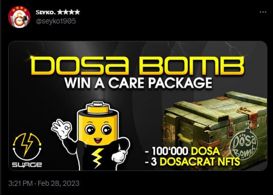 SURGEPROTOCOL's tweet photo. ⚡️ACTIVE SURGERS⚡️

FREE #DOSABOMB Care Packages are being dropped to 10 people throughout the week who are the most ACTIVE in and out of the community... EVERYWHERE!

It's time to bring the HEAT #SURGE ARMY!

Join the SURGE Community!

#BNB #ETH #DeFi #SRG $SRG #ElonMusk https://t.co/ApW84Z1PIP