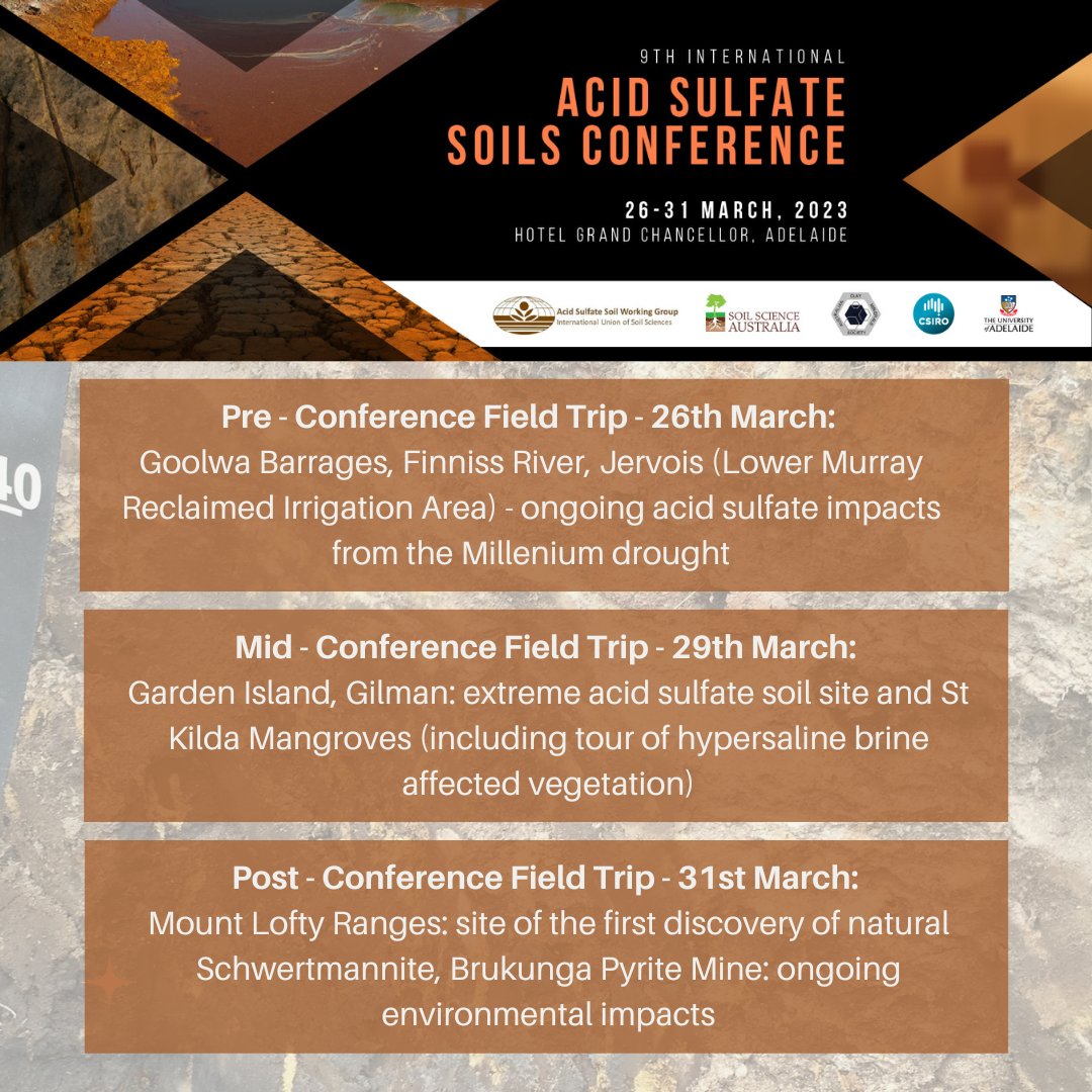 IASSC_2023's tweet photo. Are you in #adelaide, interested in the #environment and #soils? Would you like to go on one of the #IASSC23 field trips but can't make the conference?
There is an option to view some fascinating locations around SA. Register for one or all of them here: 
https://t.co/oLgi6dniNQ https://t.co/sgjUpBhIDt
