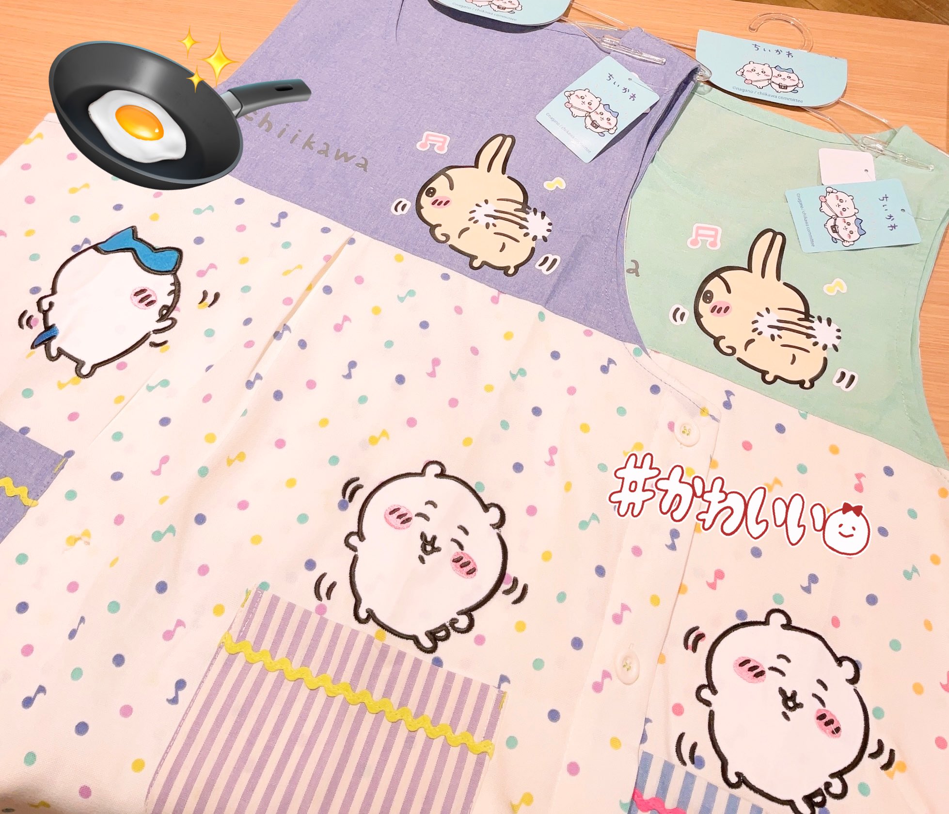 ちいかわ エプロン （ちいかわ エプロン チェック 切替タブリエ
