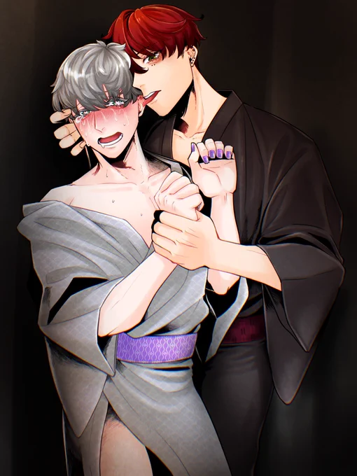 【ご依頼イラスト】しらたまさんより前回描かせて頂いた創作キャラクターでのBLイラストをご依頼頂きました!(1枚目)2枚目は前回描かせて頂いたものですがいつもとても楽しく描かせて頂いておりますご依頼ありがとうございました!#創作BL 