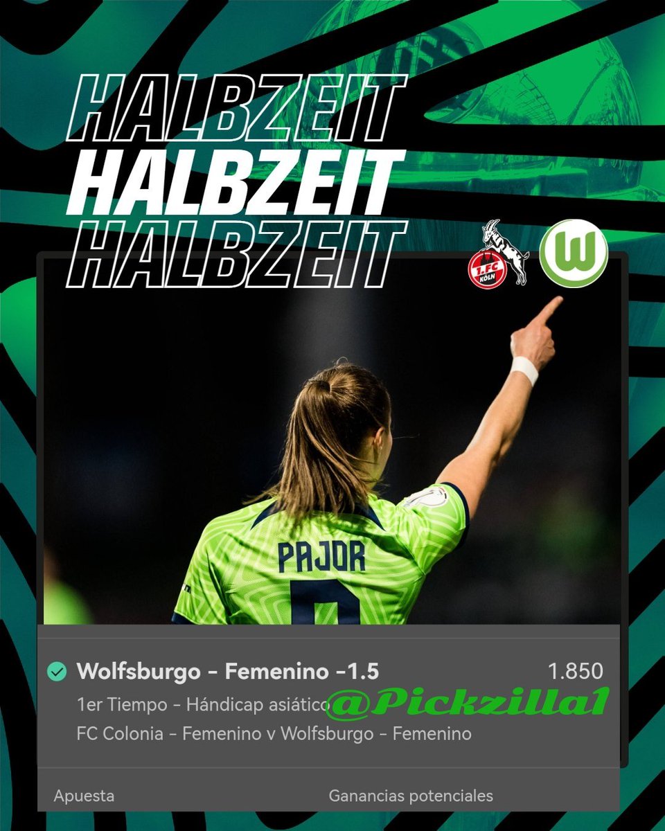 Pickzilla1's tweet image. Febrero
Últimas 4/4✅

Koln W🆚Wolfsburg W

Wolfsburg - 1.5 1H HA [1.85]💰

#bettingpicks
#KOEWOB #VfLWolfsburg