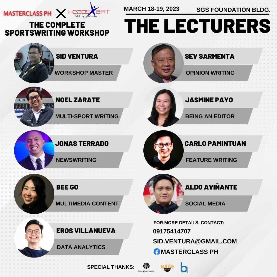 I'm organizing sportswriting workshop, and I've assembled a pretty awesome cast of sportswriters/practitioners. Send me a DM if you're interested.