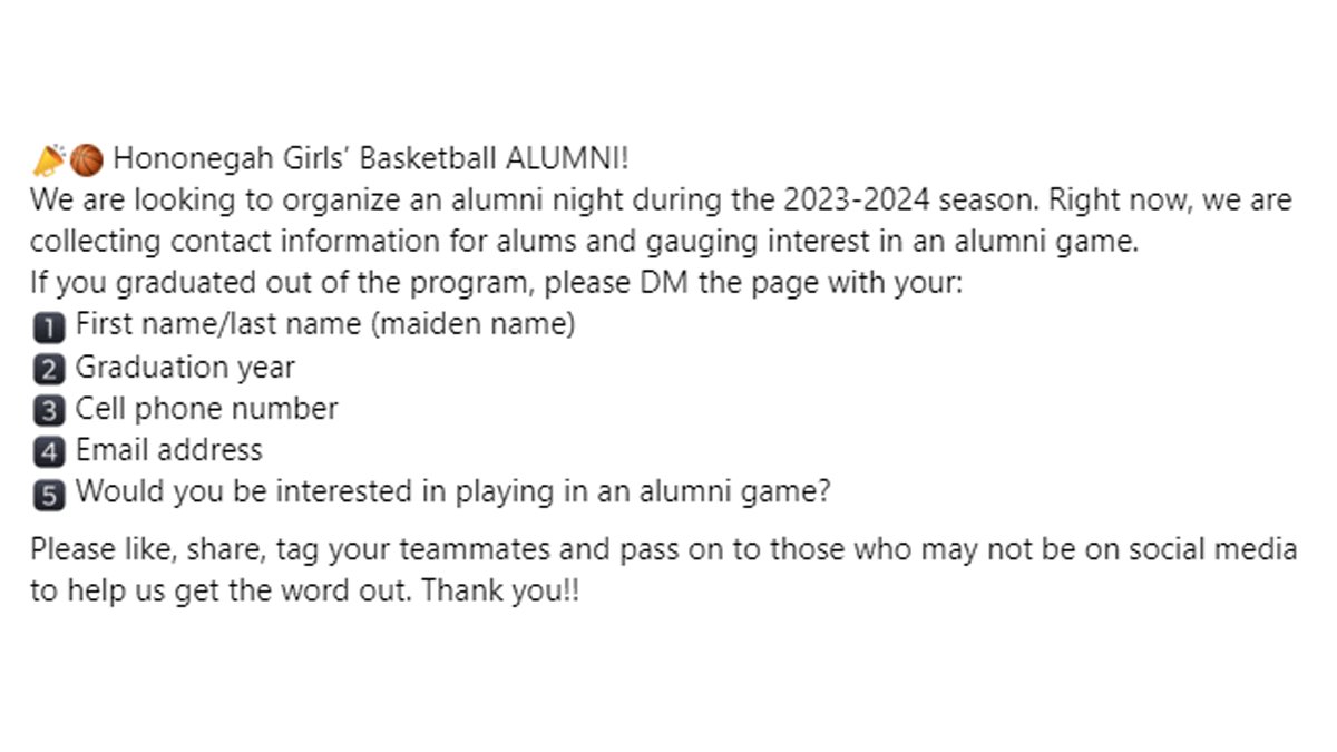 Calling all basketball alumni!!