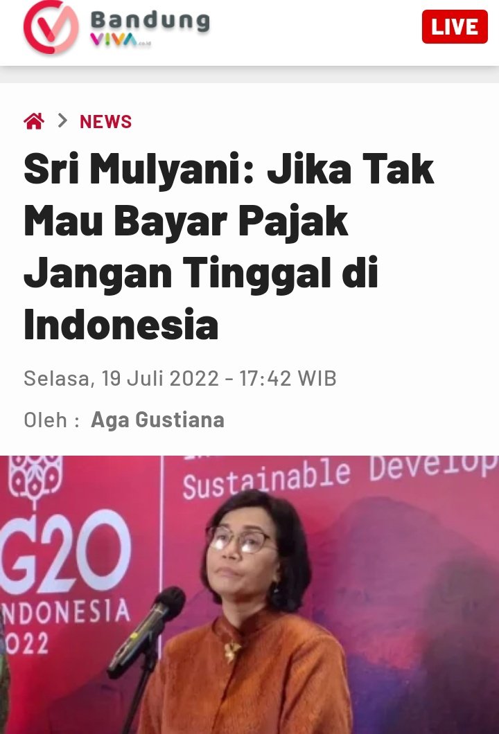 putrisakera's tweet photo. Viral, Ancaman Sri Mulyani : Jika tak mau bayar pajak jangan tinggal di Indonesia.

Netizen : Ngerampok uang pajak jangan tinggal di Indonesia.

Adil ? https://t.co/hQriduhzK4