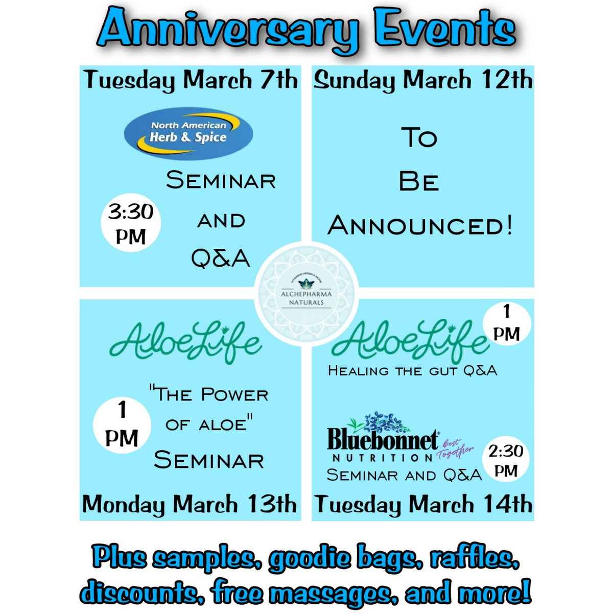AP_Naturals's tweet photo. Here's our updated timeline of anniversary Events! More great things and more details getting added daily 😁🥳 Celebrate with us!
#alchepharmanaturals #vitaminandherbstores #anniversary #centralcoast #california #healthfoodstore #healthyliving #supplements #vitaminstore https://t.co/AuiWkxr0Um