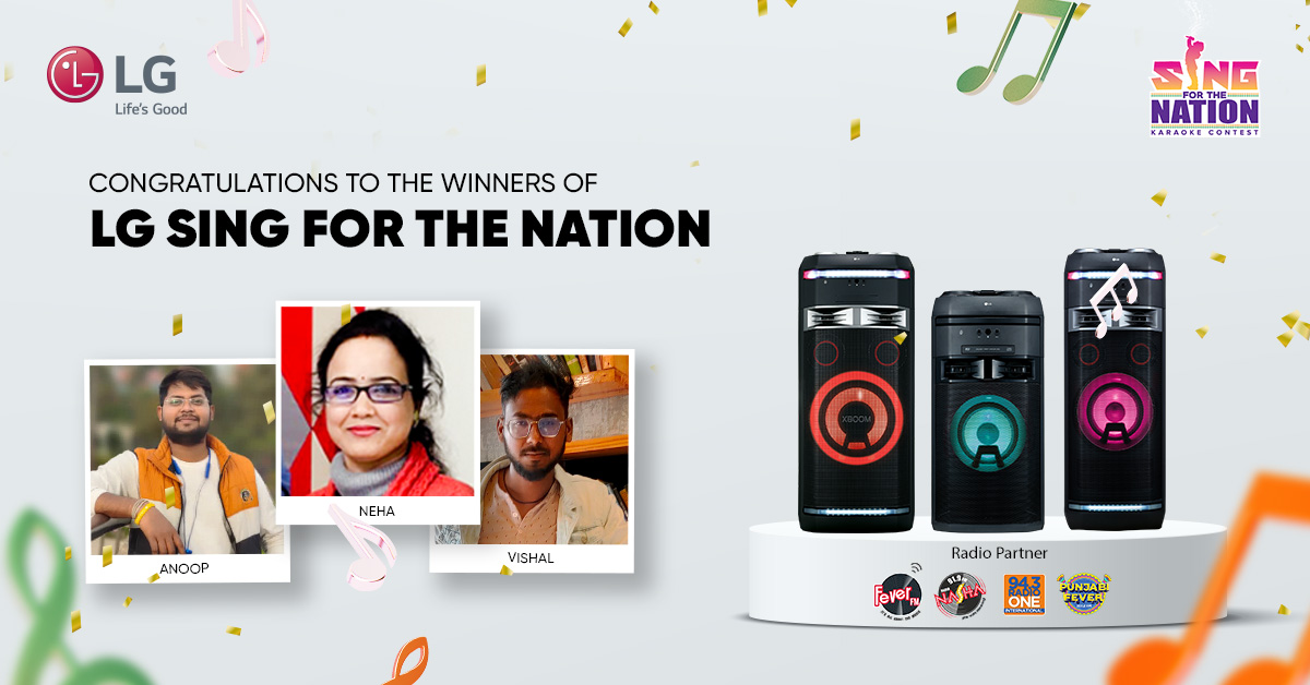 We are elated to announce the three winners of the Sing For The Nation #Karaoke contest by #LGXBOOM. Heartiest congratulations to the winners and the participants!

Know more on bit.ly/3QsGlYB

#LGContest #LGElectronics #KaraokeContest #XBOOM #LG #LGIndia