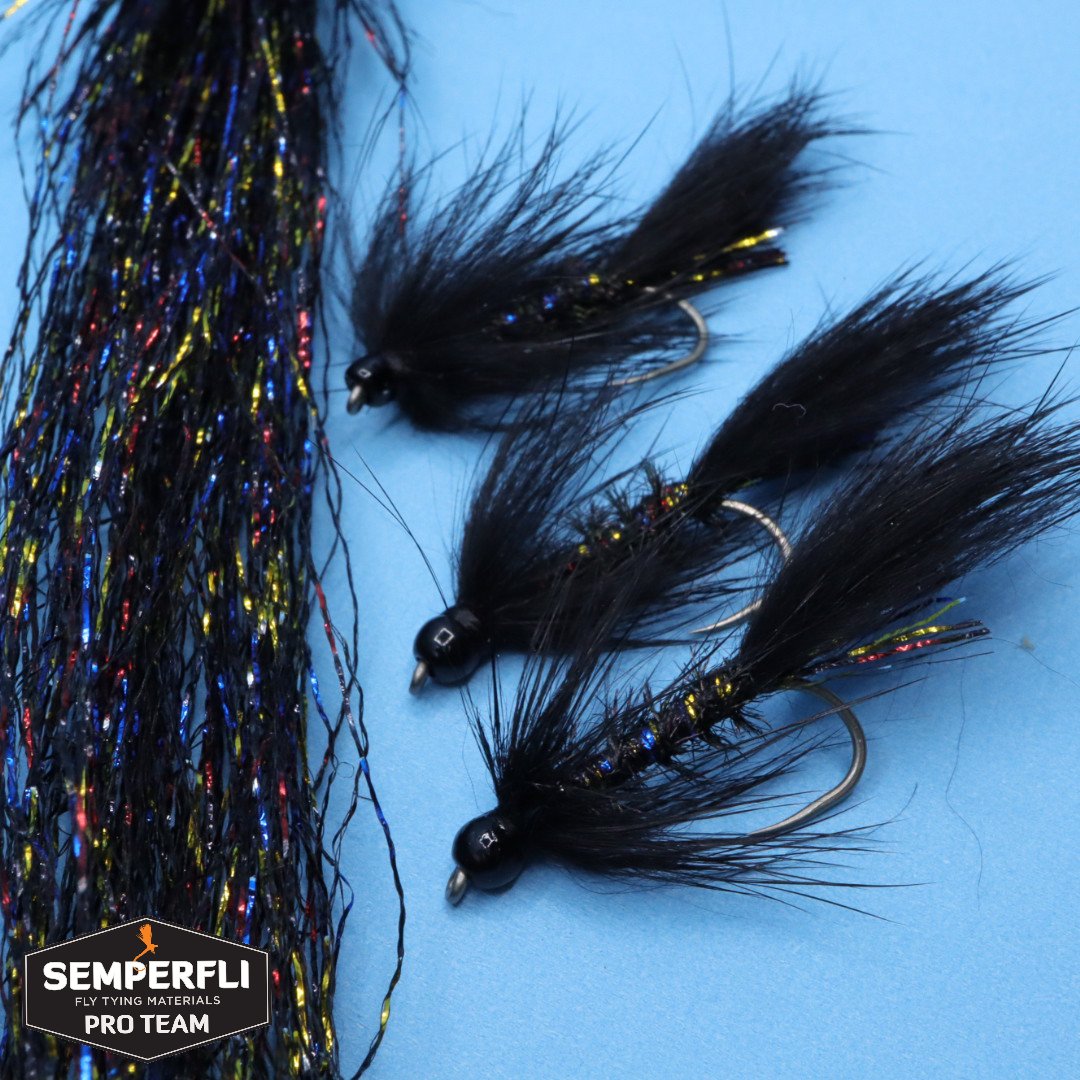 debpaskall's tweet photo. "Man In Black".
Semperflash in Guala under the tail/body. 
Black Peacock herl rib, rabbit tail/collar. 
Sprite Streamer Barbless sz10.
@semperfli @SpriteHooks #flytying #flyfishing #troutflies #flypattern #troutfishing #semperfliproteam https://t.co/0pWSllVZER