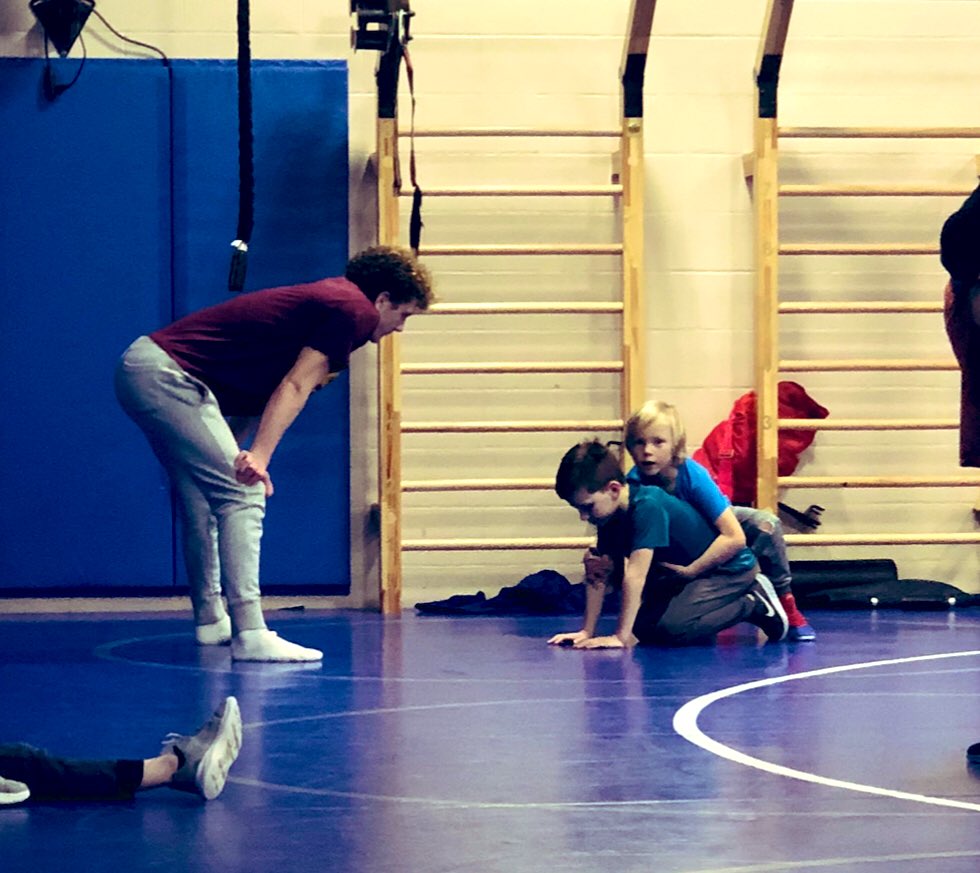 coach_tack's tweet photo. When you’re a WFCA All-Region TE,
State Qualifying Wrestler and still find time to help my son along with 30+ other wrestlers on a Tuesday night.
💙🐾💪🏼
#SelflessServant
#PantherWay https://t.co/9E1nEbzG7d