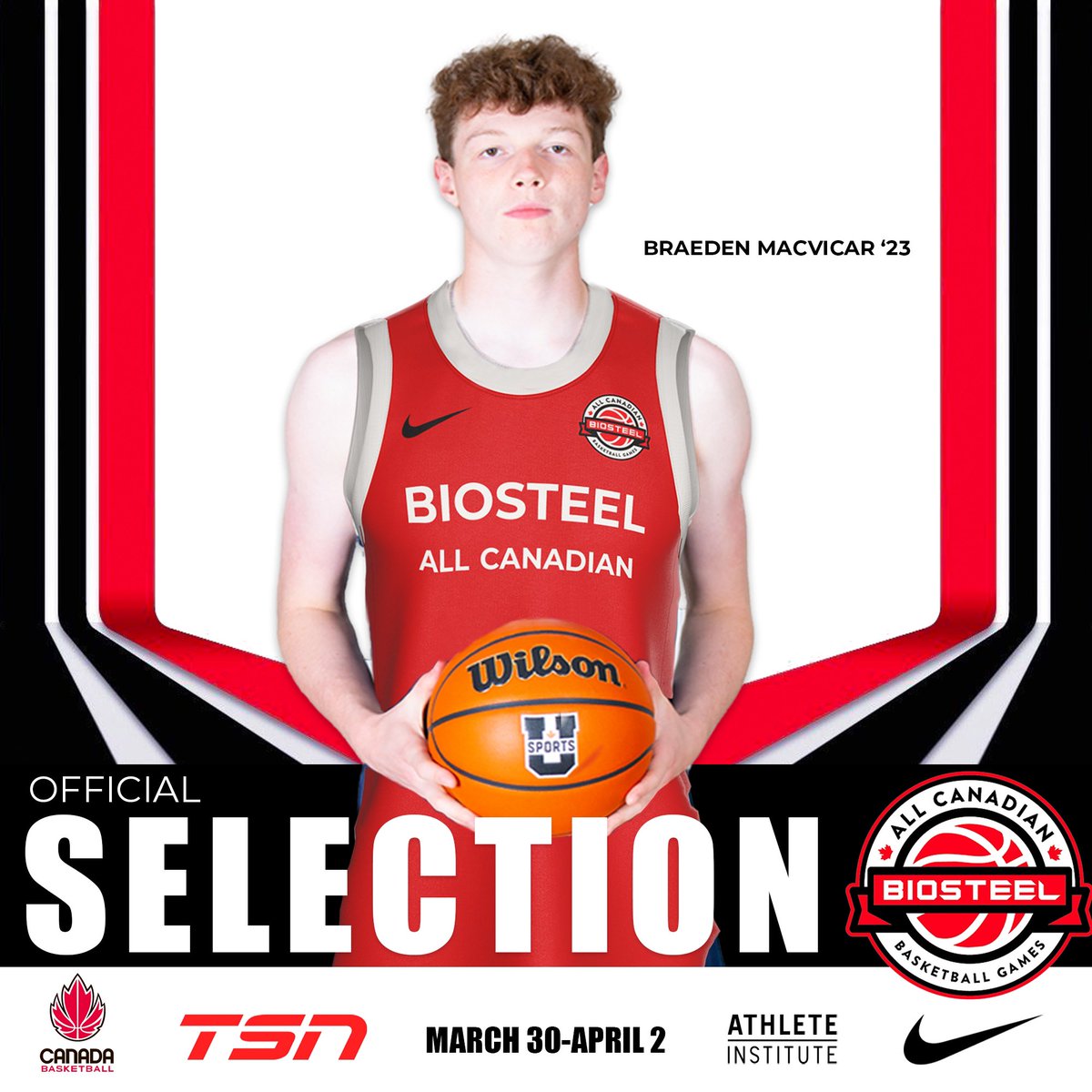 CONGRATULATIONS to our very own Braeden MacVicar on being named a 2023 @BioSteelAllCdn! #RNStrong