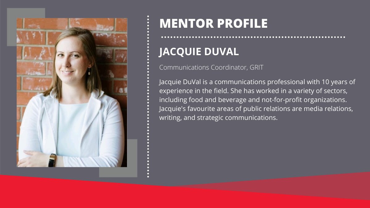 Meet Jacquie DuVal!

We are super excited to have Jacquie join our line up of mentors this year. Get to know a bit more about her below, &amp; look forward to our #CPRS Speed Mentoring Mixer happening on March 15, 2023 at the Felice Cafe. Visit bit.ly/3Eatrcy to learn more.