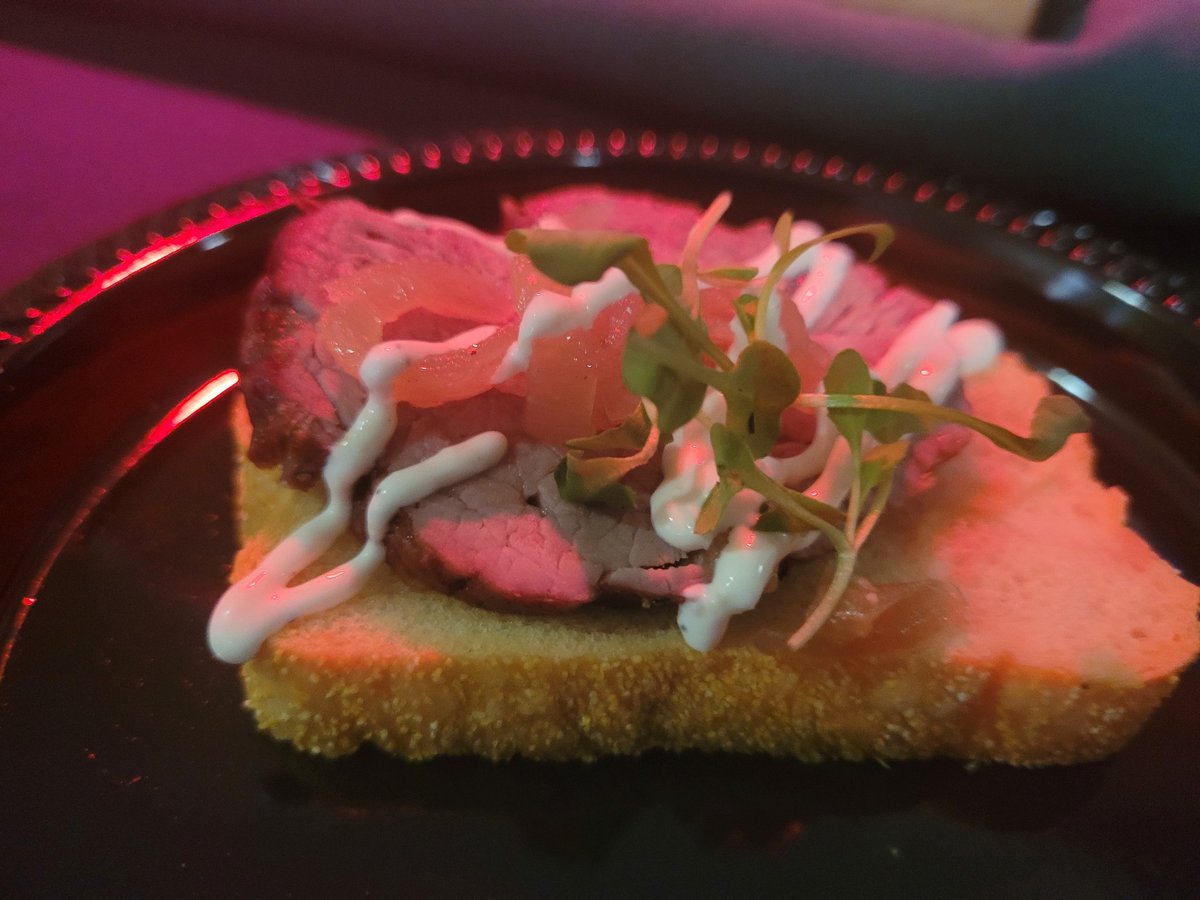 cyberchef67's tweet photo. What a kick-off party for our Customer Satisfaction Survey at Springhurst! Roast Beef Tenderloin Crostini with Horseradish Cream and Fresh Herbs and, of course, our Fruit and Cheese display. Rave reviews and High 5'S from all that attended. https://t.co/6PUPsrLrZK