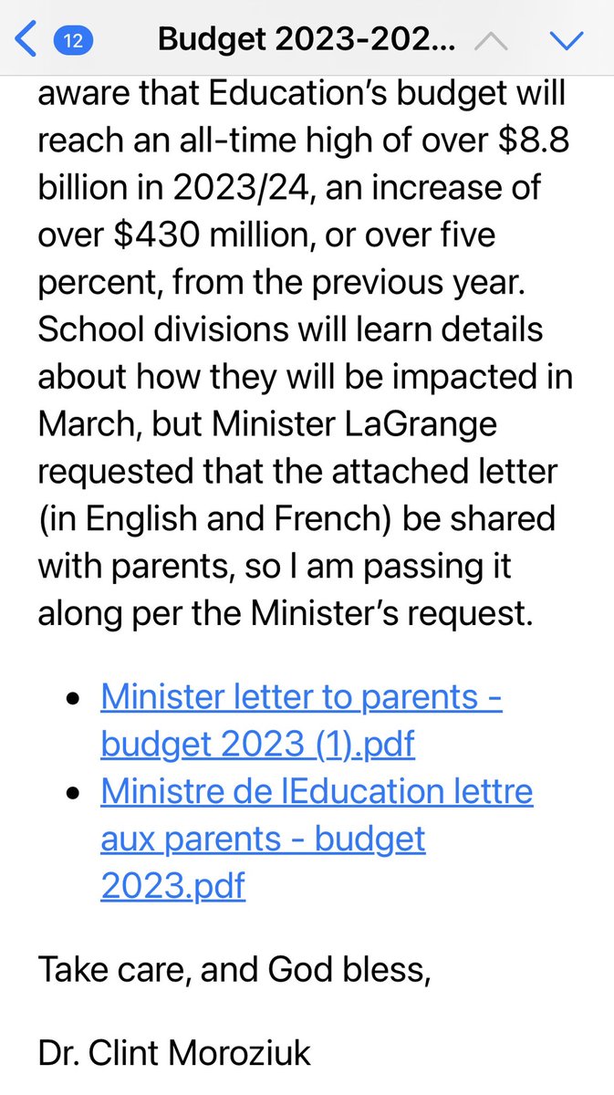 LukaszukAB's tweet photo. .@AbDanielleSmith #abed minister requested that superintendents across Alberta send this misleading letter to all parents.

With inflation &amp; increased enrollment, education is actually getting a cut, not a 5% increase.

Superintendents used for partisan messaging.
#ableg #abpoli https://t.co/L0FujZCiku