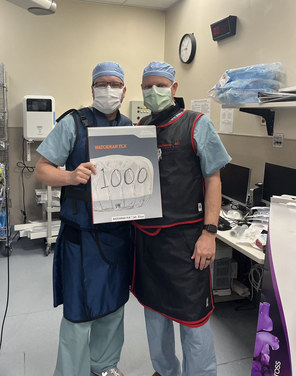 Glad to be a part of your 1000th #Watchman implant @chrisballenger9! We @UABCardiology appreciate your support. @WilliamMaddoxMD @billklein06 @RuchitShahMD @BSCCardiology