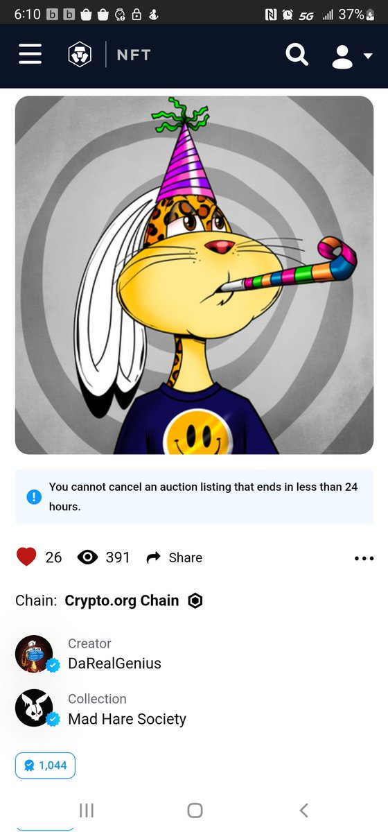 Danielpsytty's tweet image. crypto.com/nft/profile?ta…

On going auction if you are interested in owning this #MadHare please check out the link and drop your bid 🙏.

@Ugonzo_art @ElRealGenius @cryptocomnft @cryptocom 
#CRO #crofam