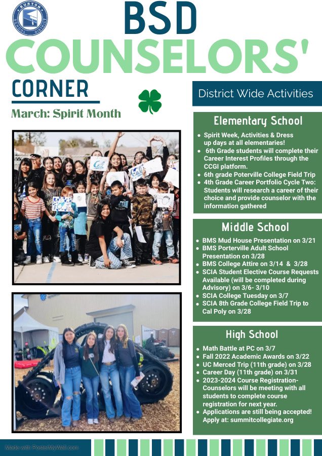 Our March Newsletter 😊 #CollegeandCareer #BSDCounselors #SchoolCulture #DevelopingLeaders