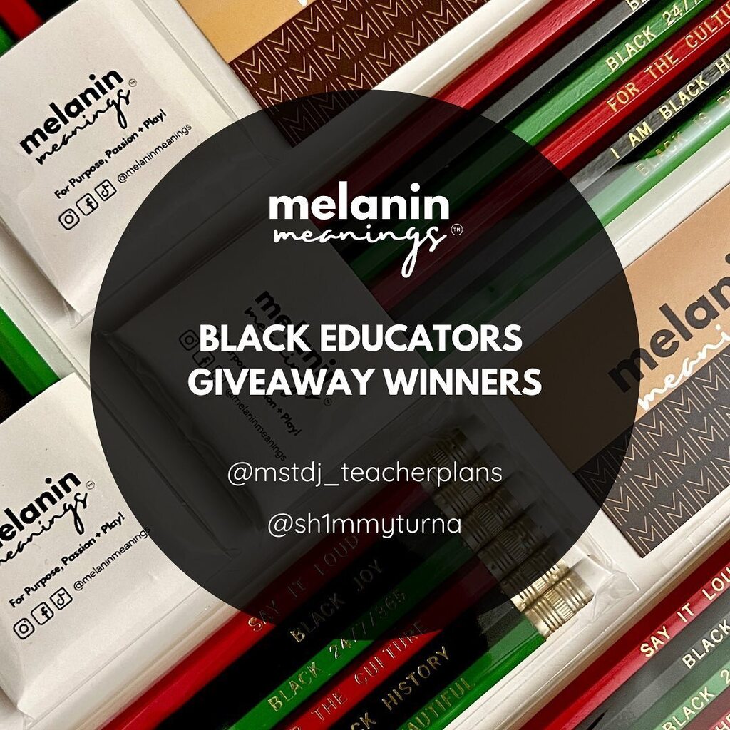 Congratulations to our #BlackEducators Giveaway Winners!! 🎉🎉🎉

@mstdj_teacherplans 
@sh1mmyturna 

Thank you for your example and commitment to teaching.

Please check your DM’s shortly to confirm your mailing address.

Thank you everyone for liking … instagr.am/p/CpOvXfDLOBT/