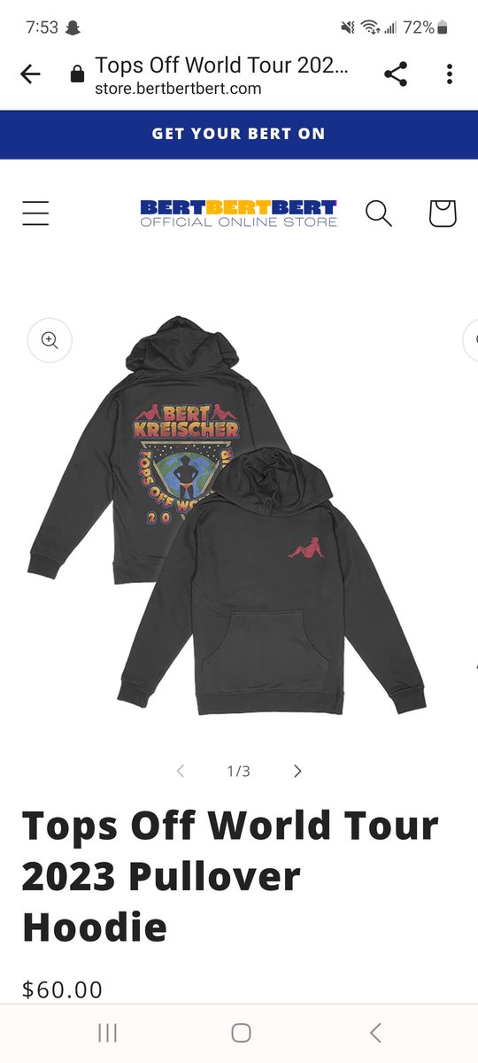 Just got my tops off world tour hoodie from <a href="/bertkreischer/">bert kreischer</a> website bertbertbert.com. I wish I could go to the stand-up show on March 3! #comedy #comedian #edmonton