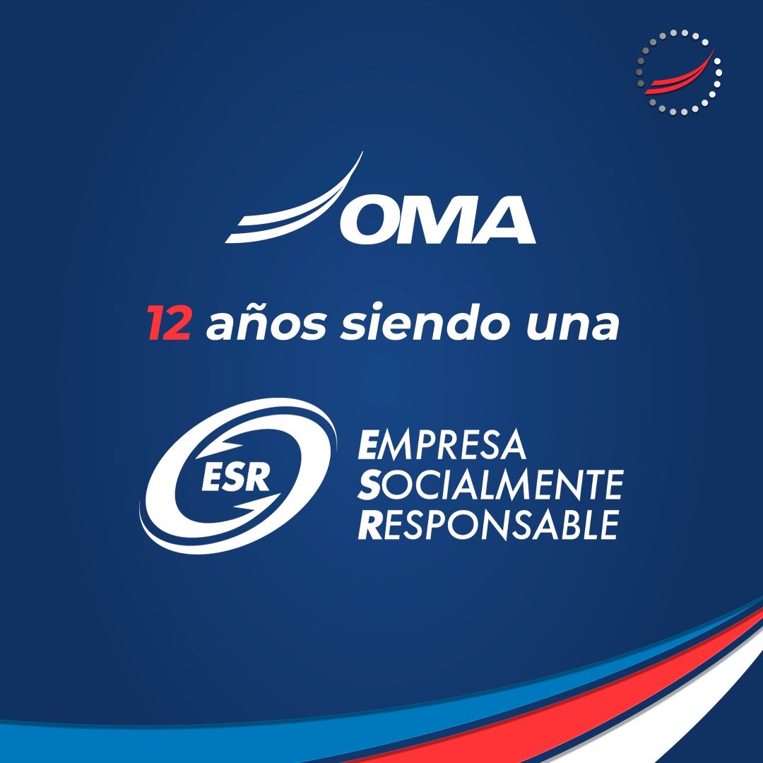 OMA recibe por 12° año consecutivo el distintivo de Empresa Socialmente Responsable. 

Esto gracias a buenas prácticas en el ámbito social, gobernanza y ambiental #DistintivoESR

Gracias a todos los que colaboran en las oficinas y #AeropuertosOMA por hacerlo posible.
<a href="/Cemefi_RSE/">Cemefi Responsabilidad Social Empresarial</a>.