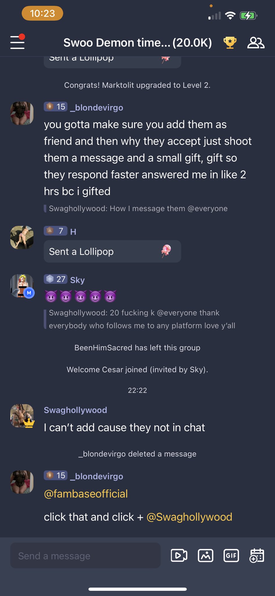 TW Pornstars - SWOO ☆. Twitter. I'm ag my limit on fambase wtf I hit 20k  people. 3:24 AM - 1 Mar 2023