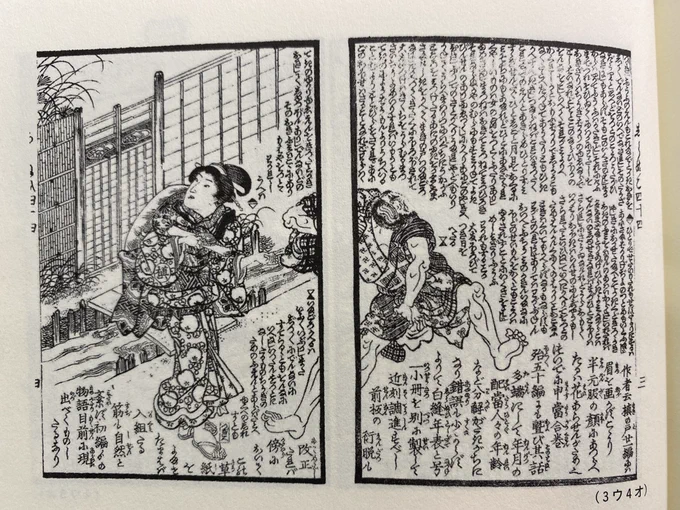 『白縫譚』は90編にも及び、物語を綴る戯作者も途中で交代してるほど長編物語。ファンもあまりに年月のかかる物語なので「なんでキャラがみんな歳とってないんだ」とか「このとき、あのキャラは何歳だったんだ」とかやいやい言うわけで、遂に白縫年月表が別冊で刊行されることに。(右下に書いてる) 